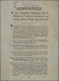 Odpowiedz W. Xcia Ponińskiego Podskarbiego W. K. Urodzonemu Turskiemu Delatorowi, na Zarzut brania Pensyi Zagranicznych