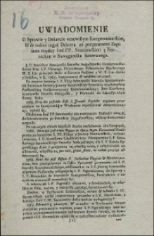 Uwiadomienie O Sprawie y Dekrecie oczewistym Kompromisarskim, et de valore tegoż Dekretu za przyznanemi Zapisami między Imć PP. Szaniawskimi y Nornickim w Nowogrodku ferowanego
