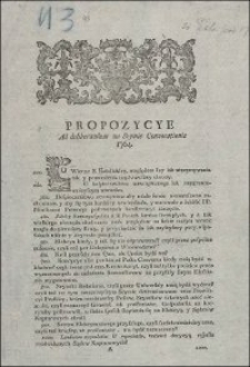 Propozycye Ad deliberandum na Seymie Convocationis 1764