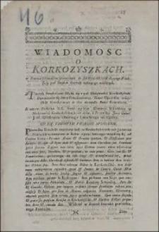 Wiadomosc o Korkozyszkach w Powiecie Ośmiańskim sytuowanych do Seminarium Diecezyi Wileńskiey pod Rządem Kapituły zostaiącego należących