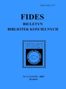 Fides : biuletyn bibliotek kościelnych. 2007, nr 1/2 (24/25)