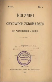 Roczniki Obydwóch Zgromadzeń św. Wincentego a Paulo. R. 1, nr 1-4 (1895)