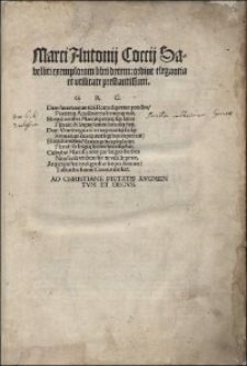 Marci Antonij Coccij Sabellici exemplorum libri decem: ordine elegantia et vtilitate prestantissimi