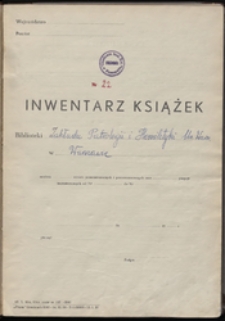 Biblioteka Akademii Teologii Katolickiej - Inwentarz Nr 21