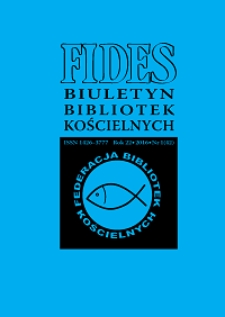 Fides : biuletyn bibliotek kościelnych. R. 22, nr 1 (2016)