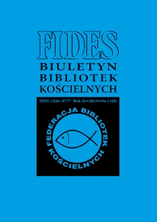 Fides : biuletyn bibliotek kościelnych. R. 25, nr 1 (2019)