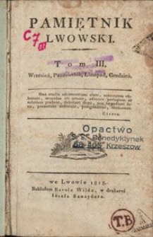 Pamiętnik Lwowski. 1818. T. 3, Wrzesień, Październik, Listopad, Grudzień