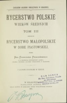Rycerstwo małopolskie w dobie piastowskiej 1200-1366