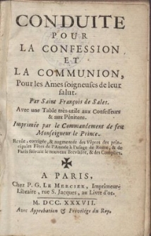 Conduite Pour La Confession Et La Communion, Pour les Ames soigneuses de leur salut