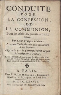 Conduite Pour La Confession Et La Communion, Pour les Ames soigneuses de leur salut