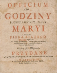 Officium ABO Godziny Błogosławioney Panny Maryi