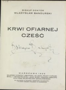 Krwi ofiarnej cześć