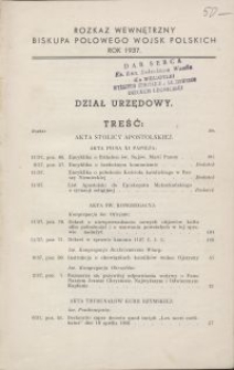 Rozkaz wewnętrzny biskupa polowego Wojsk polskich. Rok 1937 : dział urzędowy / [za red. Aleksander Gogoliński]