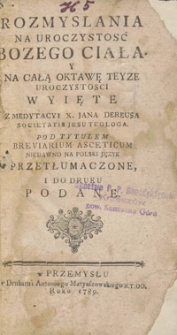 Rozmyslania na uroczystość Bozego Ciała