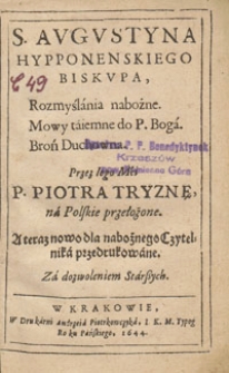 S. Augustyna Hypponenskiego Biskupa – Rozmyślania nabożne