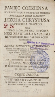 Pamięć codzienna bolesney meki y okrutney śmierci – część druga