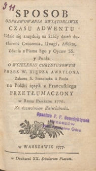 Sposób odprawiania świątobliwie czasu adwentu