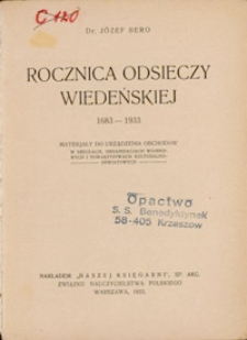 Rocznica odsieczy wiedeńskiej 1683 – 1933