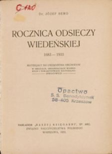 Rocznica odsieczy wiedeńskiej 1683 – 1933