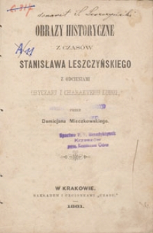 Obrazy historyczne z czasów Stanisława Leszczyńskiego