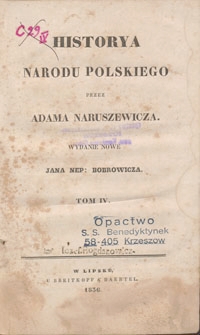 Historya Narodu Polskiego przez Adama Naruszewicza (…) Tom IV