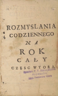 Rozmyslania codzienne od niedziele …