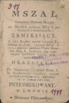 Mszał Swieckim Osobom Służący…