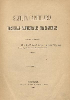 Statuta capitularia Ecclesiae Cathedralis Cracoviensis