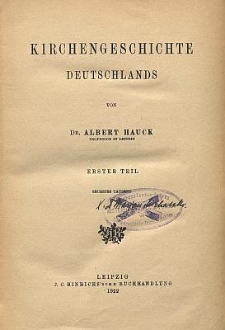 Kirchengeschichte Deutschlands. T. 1