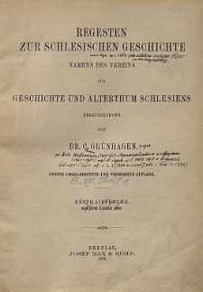 Regesten zur schlesischen Geschichte : Namens des Vereins für Geschichte und Alterthum Schlesiens. T. 1, Bis zum Jahre 1200