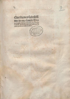Quaestiones super libros Aristotelis De caelo et mundo, cum textu. Ps 1.