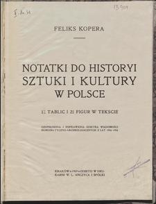 Notatki do historyi sztuki i kultury w Polsce