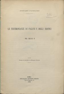 Le Testimonianze de' Pagani e Degli Eretici : ne secondo II